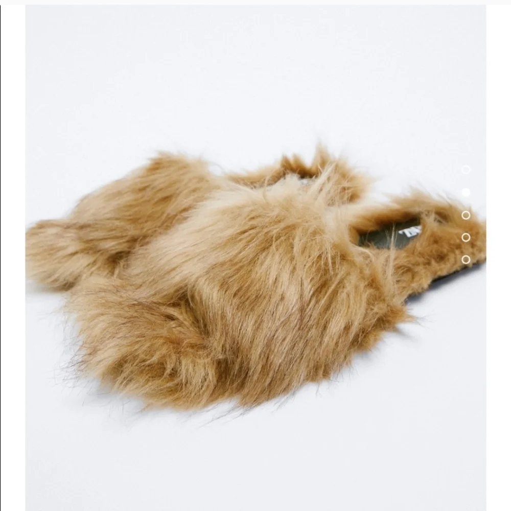 Zara Flat Faux Fur Slide Sandals